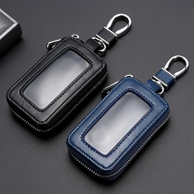 Resim Şeffaf Pencere ile Erkek PU Deri Anahtar Çantası - Şık Komütür Anahtar Tutucu ile Zip Kapatma | Günlük Komütür Temel Gereksinimleri | Kolay El Yıkama Bakımı ile Dayanıklı Anahtar Çantası 