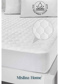 Resim Mislina Home Kapitone Microfiber Fitted Sıvı Geçirmez Tek & Çift Kişilik Yatak Koruyucu Alezi Beyaz 