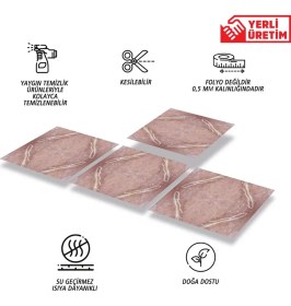 Resim Kendinden Yapışkanlı Kesilebilir Mermer 020 Desenli Pvc Karo 30X30 cm (33 Adet) 3m2 