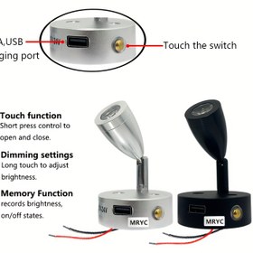 Resim Karavan Okuma Işığı Dönebilir LED Spot, Dokunmatik 3 Renk Değiştirilebilir ve Ayarlanabilir, Kamp Arabası Seyahat Römorku Yat Gemisi İç Aydınlatma DC12-24V Sabit Kablolu 