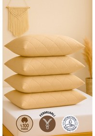 Resim Formeya Alez Kahverengi %100 Pamuk Yastık Koruyucu Alez 4 Adet 50X70 