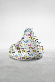 Resim earmut Damla Xl Premium Tasarım Oyun Konsol Beyaz Desenli Armut Koltuk 