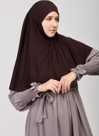 Resim manolyaşal islamic hijab Pratik Eşarp Peçeli-peçesiz Hazır Türban Sufle Kahverengi 