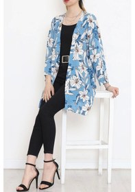 Resim Desenli Kimono Açıkmavi - 1658.1095. Çok Renkli 