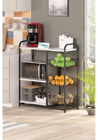 Resim Meyvelik Sebzelik Sepetli Mutfak Düzenleyici Raf Fırın Standı Organizer Mutfak Dolabı Bangosu Beyaz 