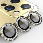 Resim KVK PRİVACY Iphone 11 Pro / Iphone 11 Pro Max /iphone 12 Pro Uyumlu Gold Taşlı Kamera Lensi Koruyucu 