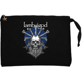 Resim Lamb Of God Bearded Skull Siyah Clutch Astarlı Cüzdan / El Çantası - Siyah 