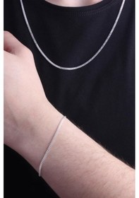 Resim Omar Silver 925 Ayar Gümüş Gurmet Zincir Kolye Bileklik Set (541527042) 