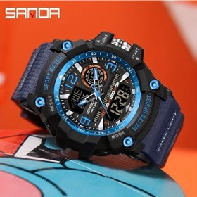 Resim Sunshine022 Sanda Erkekler İçin Büyük Kadranlı Spor Saati - Dijital Ve Analog, Kronometre, Alarm, Yüzme Ve Spor İçin, Mavi Diğer 