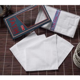 Resim Fatih Kutulu 40x40 Cm 12 Adet Kumaş Mendil Beyaz Çok Renkli 