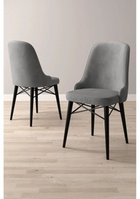 Resim Nova Serisi, 6 Adet Gri Mutfak Sandalyesi, Siyah Gürgen Ayak, 1. Sınıf Babyface Kumaş 