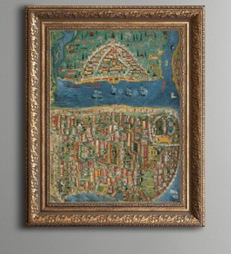 Resim epiqart İstanbul Haritası - Vintage Desenli Çerçeve 