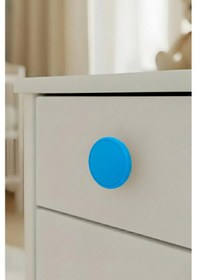 Resim Mavi Çocuk Odası Mobilya Kulbu - 55 MM - Abs Plastik Tekli Düğme Dolap ve Çekmece Kulpu Mavi 