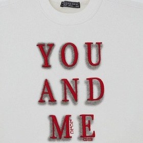 Resim Locoloco Kız Çocuk Sweatshirt You And Me Yazı Nakışlı 9-14 Yaş, Ekru Ekru 