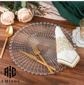 Resim Supla, Boncuklu Sunum Tepsisi Şeffaf Sunumluk 20 Cm. Çok Renkli 