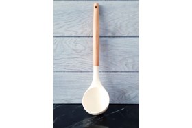 Resim ÖzSa Home 6 Parça Silikon Kepçe Kevgir Kaşık Çırpıcı Bambu Saplı Mutfak Servis Seti Takımı 