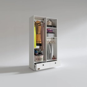 Resim Kenzlife giysi dolabı 2 bölmeli 2 çekmeceli bedri 182*100*42 byz dolap kapaksız 