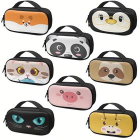 Resim Sevimli Hayvan Baskılı Diyabet Malzemesi Organizatör Çantası, İlk Bakışta Geniş Kapasite ve Güvenli Fermuar Kapanmasıyla - Esnek Halkalı İnsulin Kasanız, Renk Kodlu Bölmeler, Şeker Yönetimi için Dayanıklı Seyahat Okul İşi Uygundur - İnsulin Pompaları & Test Şeritleri ile uyumlu - Sevimli hayvan yüzleri (Aslan, Panda, Tavşan, İnek, Domuz, Kedi, Ayı) Kolay Taşınabilir Saplı Sağlam Siyah Fermuarlı tasarım 