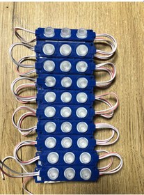 Resim 12 Volt 3 Lü 3 Watt Geniş Lensli 3030 Modül Led 10 Adet Mavi 