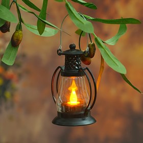 Resim 1 adet Vintage Esinli Alevsiz Mum Lambası, Titreyen Mavi Işık ile, Parti, Düğün, Kilise, Teklifler için Dekoratif Asılı LED Mum Lambası - Plastik, Pil ile Çalışır, Fantezi Tema, Mum Lambası 