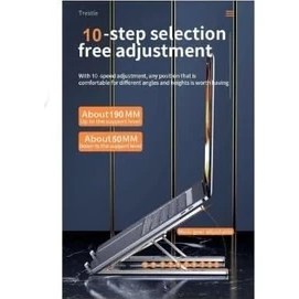 Resim TeknoKapsül Büyük Boy Alüminyum Katlanabilir Kademeli Laptop Bilgisayar Notebook Standı, Ergonomik Noteb 