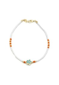 Resim Boncuklu Çiçek Halhal - Mavi Çok Renkli 83599786 