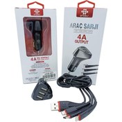 Resim HİLALSHOP 4A 3'in1 Hızlı Araç Şarj Seti (İphone-Micro-TypeC) Arbaks ARB-017 