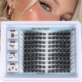 Resim 120 Adet Kendiliğinden Aşılanmış Sahte Kirpik Kirpik Kümesi C Kıvrımı Sol ve Sağ Grup Kirpik DIY Kişisel Kirpik Uzatma İnce Şerit Kedi Gözü Kirpikleri 