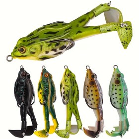 Resim Set Halinde 5 Adet Dönen Bacaklı Kurbağa Balık Yemi 90mm/3.54in Yumuşak Yapay Balık Yemi, Çok Renkli Seçeneklerle Levrek ve Panfish İçin, Yıl Boyu Balıkçılık İçin Dayanıklı Plastik Tasarım, Balık Yemi, Levrek Balık Yemi, Gerçekçi Kurbağa Tasarımı, Panfish Yemi,Tatlısu Balıkçılığı,Döner Hareket 