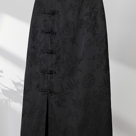 Resim Kadın Çin Qipao Etek - Yüksek Bel Şık Kesim, Resmi ve Günlük Çin Geleneksel Kıyafeti, Düğünler, Kültürel Etkinlikler, Ofis için Görünmez Kumaş, Zarif Asya Resmi Kıyafet, Çin Geleneksel Elbise, Düğün Kıyafeti, Asimetrik Tasarım, Düz Renk Moda, Kültürel Etkinlik Kıyafeti, Retro Tasarım, Yüksek Kaliteli Dikiş, Modest Moda Giyim 