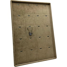 Resim Dikine Süet Kumaş Kahve 34-24 Cm Ayaklı 20 Pedli Kolye Tabla Stand 