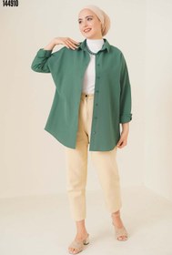 Resim 103901 Oversize Basic Tesettür Gömlek Zümrüt Yeşili 