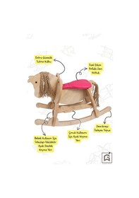 Resim Ahşap Sallanan At-deri Koltuklu-ayak Destekli- Yeni Model -pembe 