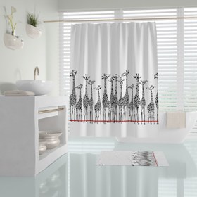 Resim Zethome Giraffe Banyo Paspas Ve Tek Kanat Duş Perdesi 1x180x200 Set 