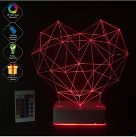 Resim Özel Tasarım 3D Geometrik Kalp Masaüstü Led Lamba 
