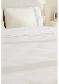 Resim Karaca Home Sparky %100 Pamuk Yaprak Nakışlı Çift Kişilik Pike Takımı Beyaz 