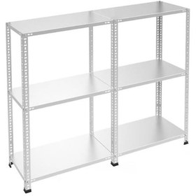 Resim Raf Burada 3 Katlı Duble Galvaniz Çelik Raf - Depo, Arşiv, Kiler, Dosya, Market Rafı-31x93 cm-250 cm-0.70 mm 