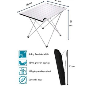 Resim Kamp Ayısı Orta Boy Alüminyum Katlanabilir Kamp Ve Piknik Masası, Çantalı, Gri Gri 