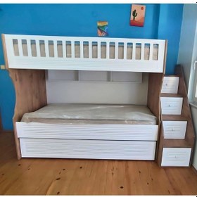 Resim Midas Tamamı Mdf Lake Boyalı Yavrulu 3 Lü Ranza 