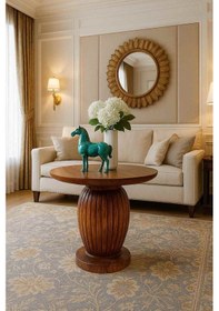 Resim Verona Meşe Renk Ahşap Orta Sehpa Modern Mantar Sehpa Tasarımı Meşe 