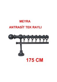Resim Meyra Demonte Başlıklı Ahşap Rustik Perde Askısı - Tek Raylı -antrasit 175 Cm Antrasit 