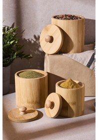 Resim Pisa 3'lü Bambu Ergonomik Saklama Kabı Seti Kahverengı Kahverengi 