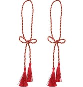 Resim Kosona Ev Perya Bağlama Kayışı, El Örgü, Pompalı, Ev Dekorasyonu, Oturma Odası Yatak Odası, Delik Açmaya Gerek Yok, Kırmızı, 2 Adet 