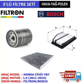 Resim Honda Civic 1.6 Fb7 Filtre Bakım Seti (2012-2016) 