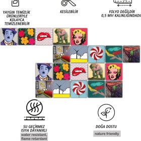 Resim Tink Kendinden Yapışkanlı Popart3 Desenli Pvc Karo 15X15 cm 10'lu Paket 