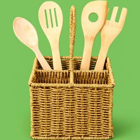 Resim Tohana Hasır Dik Kaşıklık - Açık Kahverengi - 29X19X19 cm 