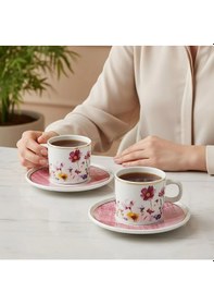 Resim Güral Porselen Mental 4 Parça Çay Fincan Takımı 67092 Pembe Altın - Pembe 