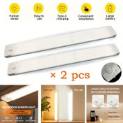 Resim 2 Adet LED Hareket Sensörlü Dolap Lambası, Ilık Beyaz ve Soğuk, 3 Seviyeli Anahtar Modu USB Şarj Edilebilir Manyetik Montajlı Gardroplar Elbiselikler Merdiven Koridor Ofis Depolama Kapalı İç Mekan Yatak Odası Çevresi Duvar Gece Işığı, İç Mekan Aydınlatma, Minimalist Tasarım Modern Dış Görünüm, Dayanıklı Plastik Malzeme, Ayarlanabilir Parlaklık, Ev Organizasyonu Çözümleri İçin Küçük Alan Uyumlu 