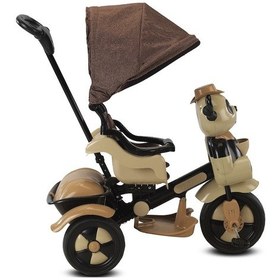 Resim BabyHope 127 Little Panda Ebeveyn Kontrollü Tenteli Müzikli Tricycle Üç Teker Bisiklet -kırmızı/siyah 