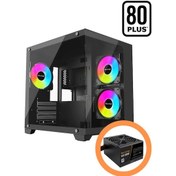 Resim Revenge Nova 500 W Psu Dahil 3 Rgb Fanlı Temperli Cam Panel M-atx Gaming Oyuncu Bilgisayar Kasası Siyah 